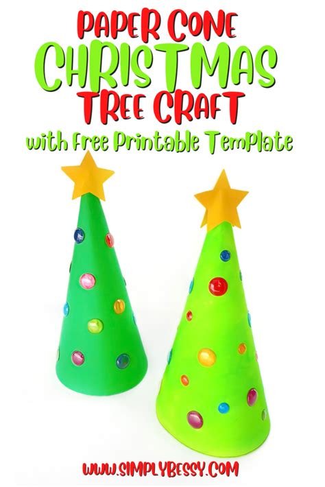 Paper Cone Christmas Tree Craft with Free Printable Template