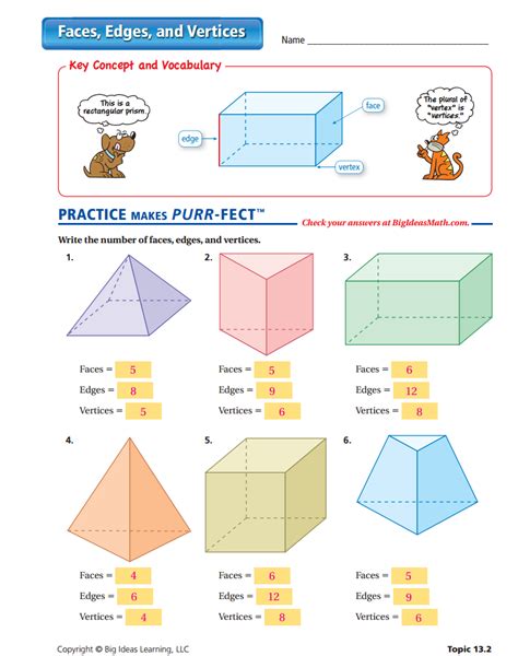 Faces Edges Vertices Review Worksheet