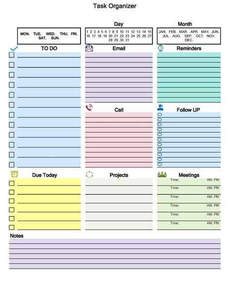 DAILY TASK PLANNER Workday Organizer Planner Task Planner - Etsy | Planner organization, Planner ...