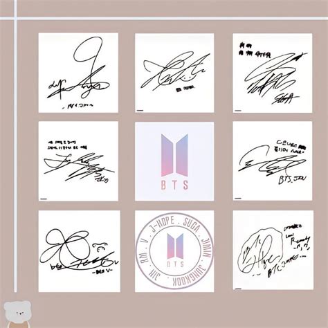 BTS Signatures Members KPOP Vector Files In Svg, Png, Eps And Pdf Template, Decal And Clipart ...