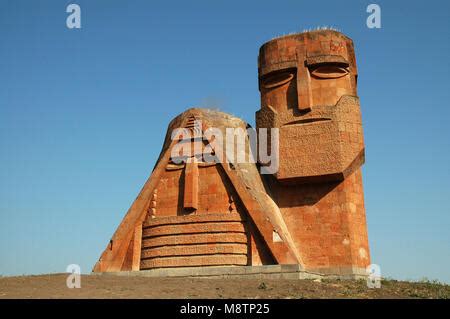 The symbol of Artsakh – the statue “We and our mountains”, Stepanakert , Nagorno-Karabakh ...