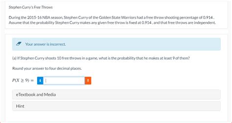 Solved Stephen Curry's Free Throws During the 2015-16 NBA | Chegg.com