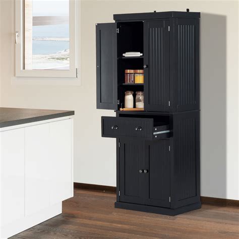 HOMCOM Storage Cabinet Cupboard Drawer Kitchen Pantry Home Organizer Furniture (Black ...