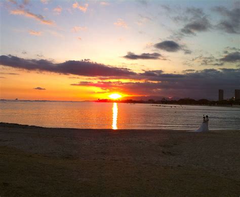 Sunset #wedding at Ala Moana Beach Park on the Island of #Oahu. #Hawaii #travel | Ala moana ...