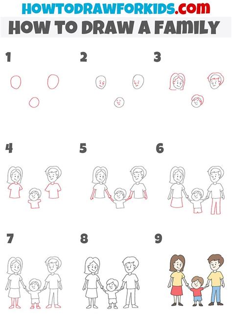 how to draw a family step by step | Family drawing, Drawing for kids, Drawing tutorials for kids