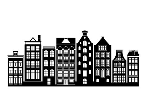 Row Of Amsterdam Style Houses, White, Buildings, Facade PNG and Vector ...