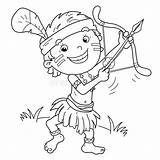 Coloring Page Outline Of Cartoon Cheerful Boy Indian With Bow For  sketch template