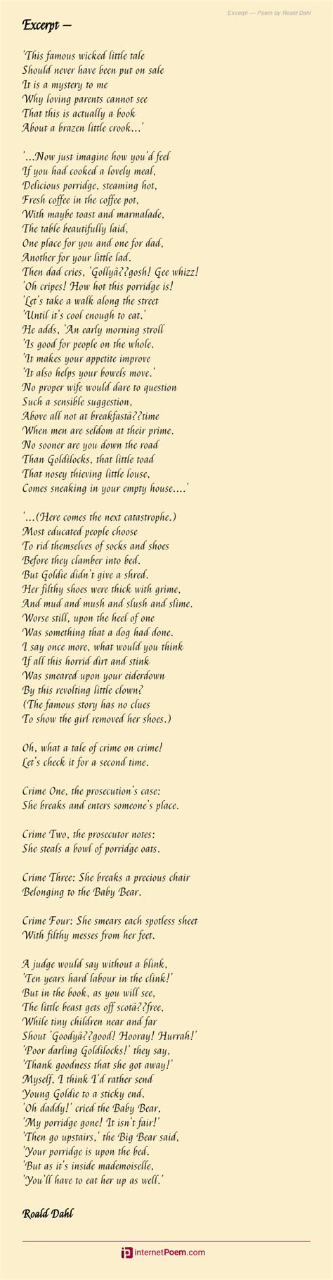 Excerpt - Poem by Roald Dahl