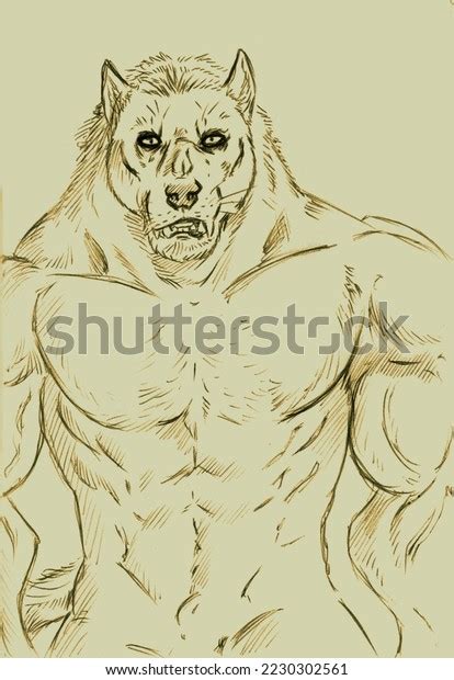 Illustration Very Big Imposing Werewolf Muscles Stock Illustration ...