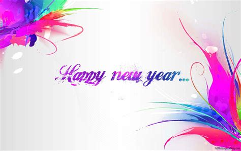 Happy New Year Greetings Splash Colors Graphic Wallpaper