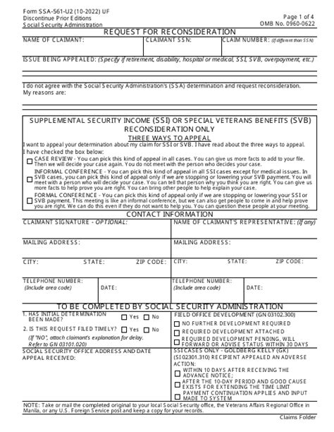 Form SSA-561-U2 - Fill Out, Sign Online and Download Fillable PDF | Templateroller