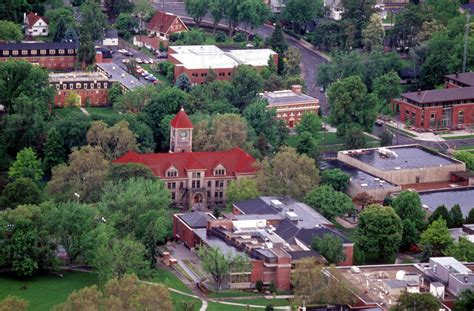 Aerial view of Whitman College campus in Walla Walla, Washington - Stock Photo - Dissolve