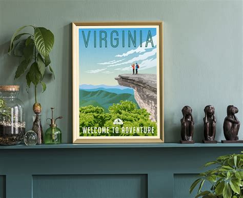 Retro Style Travel Poster Virginia Vintage Rustic Poster - Etsy