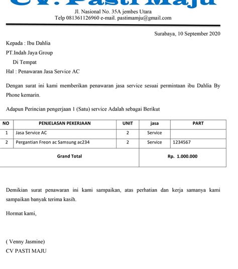 Contoh Surat Penawaran Jasa Forwarding : Lelang Barang Dan Jasa ...