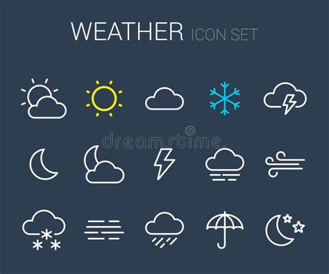 Icon Set For Weather Forecast Stock Vector - Illustration of cloudy ...