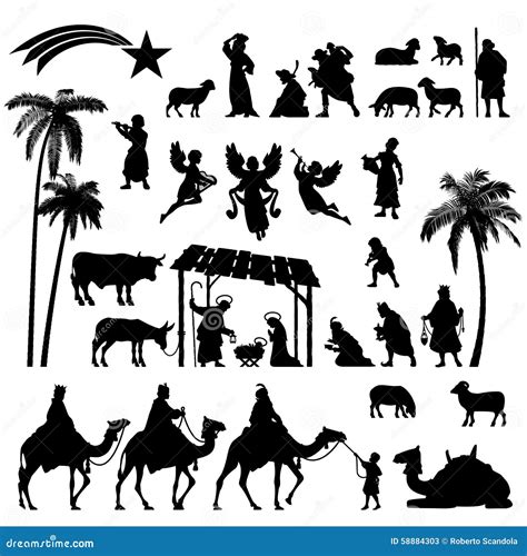 Nativity Silhouette Set Stock Vector - Image: 58884303