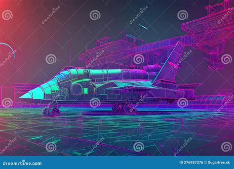 Cyberpunk Illustration of a Plane. Transportation Concept Image Stock Illustration ...