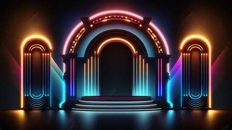 Stage Neon Light Effect Light Background, Stage, Background, Stereoscopic Background Image And ...