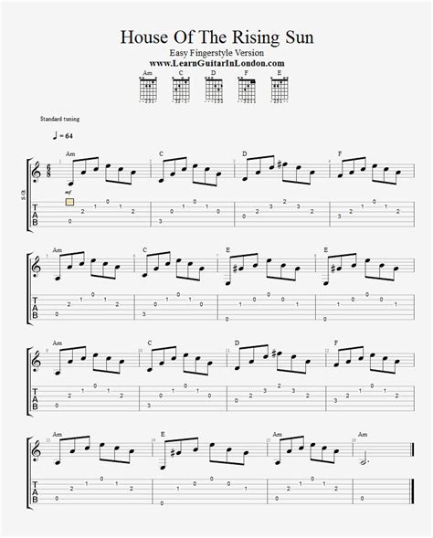 House Of The Rising Sun - TAB - LearnGuitarInLondon.com - Drue James