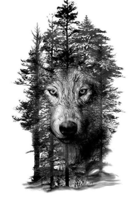 Wolf in Trees Laser Engraving Template Bitmap (.bmp) format file free download - 3axis.co