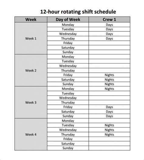 12 Hour Shift Schedule Template Excel | Calendar Template Printable