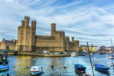 Caernarfon castle and port Digital Art by Tsafreer Bernstein - Fine Art America