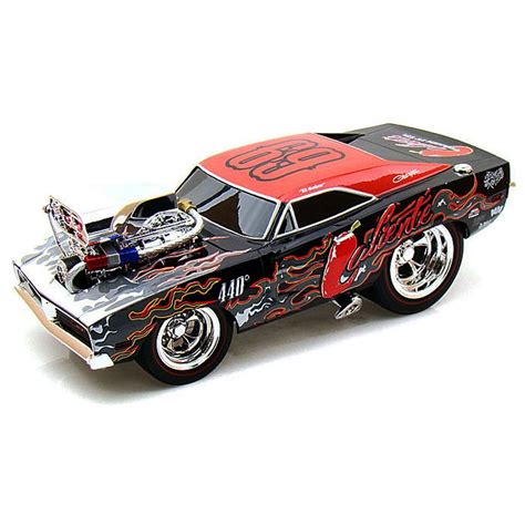 1969 Dodge Charger R/T w/ Engine Blower #69, Black w/ Flames - Maisto Muscle Machines 32209 - 1/ ...