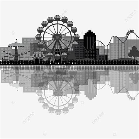 Ferris Wheel Simple Silhouette PNG Transparent, City Silhouette Building Skyline Amusement Park ...