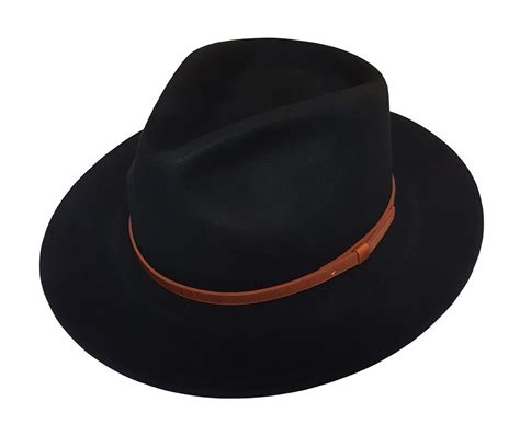 Men's 100% Crushable Wool Felt Outback Leather Band Fedora Hats With ...