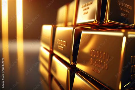 Gold bars lie in gold vault. Created with Generative AI technology. Stock Illustration | Adobe Stock