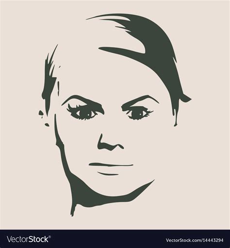 Silhouette of a female head face front view Vector Image