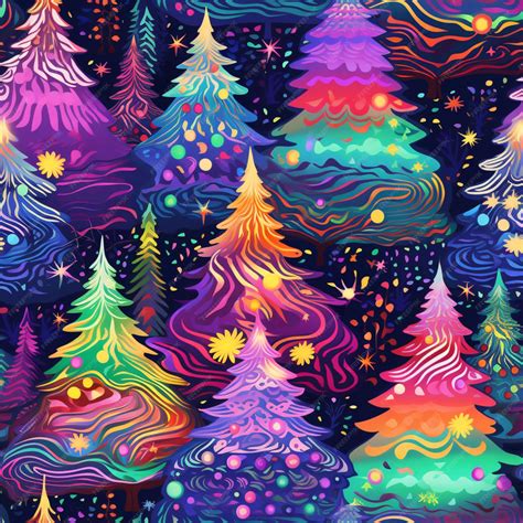 Premium AI Image | a close up of a colorful christmas tree pattern with stars generative ai
