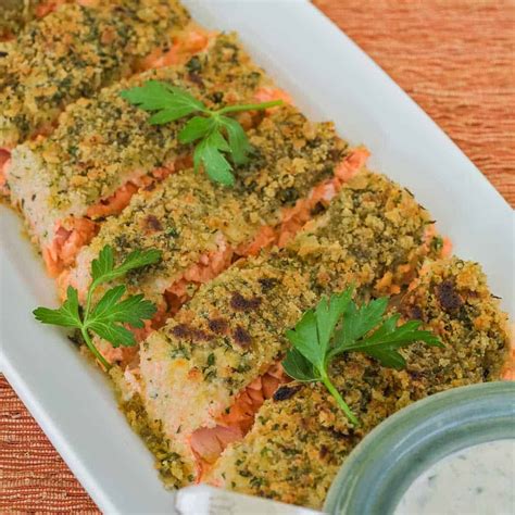 Parmesan Breaded Salmon with Herb Mayo | A Well-Seasoned Kitchen