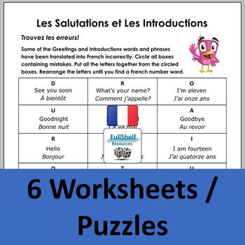 French Greetings Worksheets by FullShelf Resources | TpT