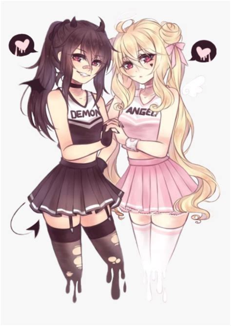 #anime #females #angel #demon #devil #cute #pink #cheerleaders - Owari ...