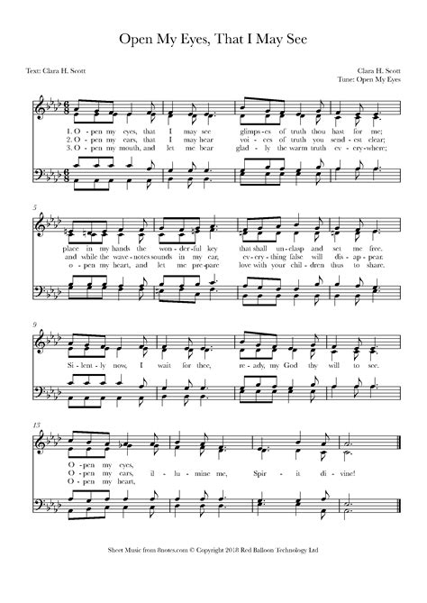 Scott, Clara H. - Open My Eyes, That I May See Sheet music for Choir - 8notes.com