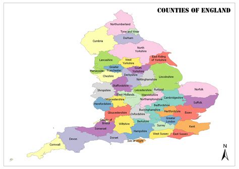 England Map Counties And Cities