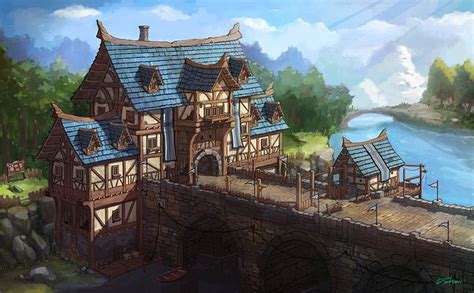 medieval gate house concept | Fantasy town, Fantasy landscape, Game concept art