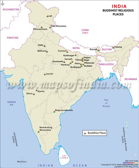 Buddhist Pilgrimage Locations of India | India world map, Map, India map