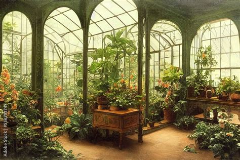 Victorian style botanical garden greenhouse design Stock Illustration ...