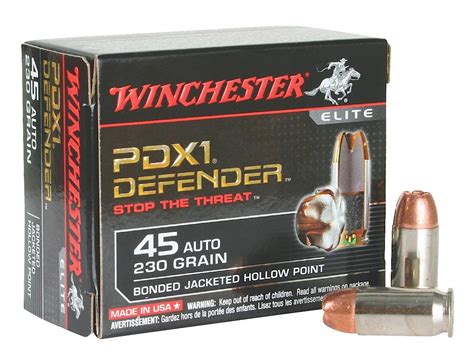 Winchester Ammo S45PDB Elite 45 Automatic Colt Pistol (ACP) 230 GR Bonded Jacket Hollow Point 20 ...