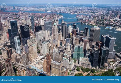 New York City - Downtown Manhattan Sky View Stock Image - Image of ...