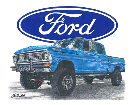 1970 Ford F-250 Crew Cab Drawing by Chris Brown | Fine Art America