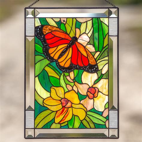 Monarch butterfly wall art Custom stained glass panel parent wedding g ...