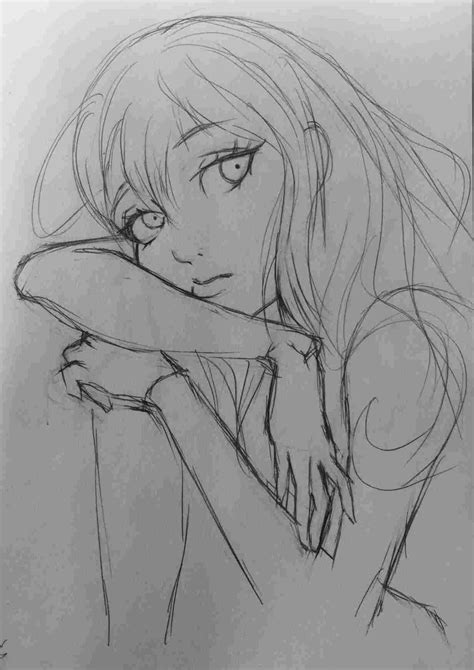 Pencil Drawing Sad Girl