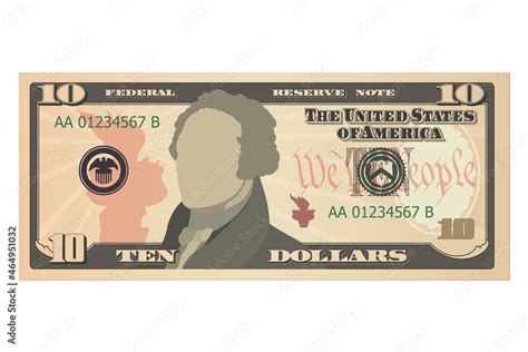 Ten dollar bill, 10 US dollars banknote, obverse, front side ...