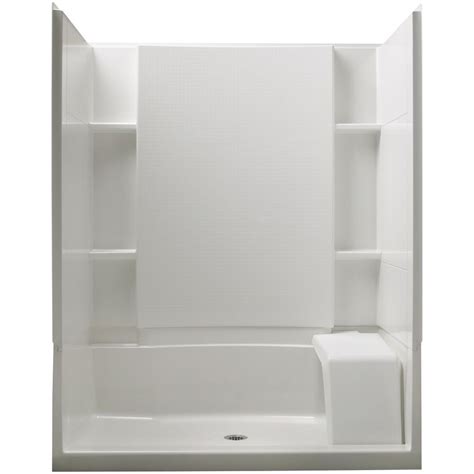 STERLING Accord 36 in. x 60 in. x 74-1/2 in. Standard Fit Shower Kit with Seat in White-72290100 ...