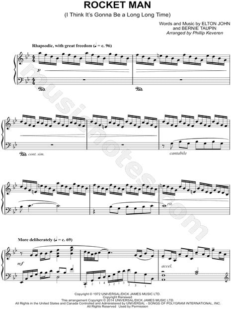 Elton John "Rocket Man" Sheet Music (Piano Solo) in Bb Major - Download & Print - SKU: MN0150861