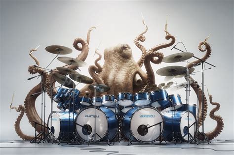 digital Art, Humor, Creativity, Animals, Drums, Drummer, Playing, Music, White Background ...