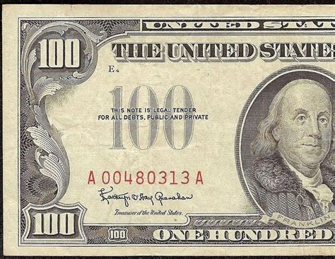 1966 $100 DOLLAR BILL UNITED STATES LEGAL TENDER RED SEAL NOTE CURRENCY Fr 1550 – World Paper ...